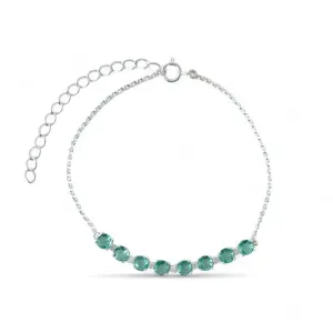 Pulseira Prata 925 com Linha de Zircônias Azul Tiffany