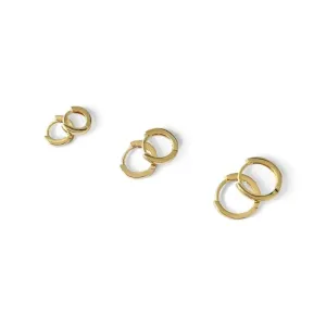 Trio de Brincos Argola Banhado a Ouro 18k Liso