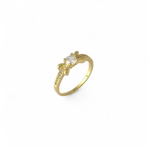 Anel Estilo Laço Banhado a Ouro 18k com Zircônias
