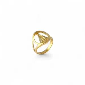 Anel Nossa Senhora Banhado a Ouro 18k com Zircônias