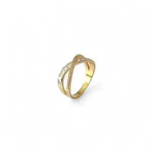 Anel X Banhado a Ouro 18k com Zircônias