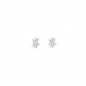 Brinco 2 Flores Prata 925 com Zircônias