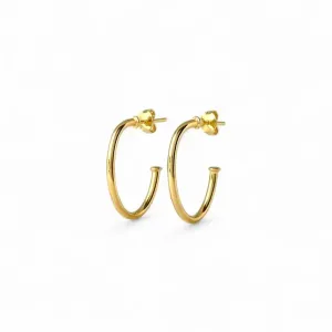 Brinco Argola Aberta Oval Banhado a Ouro 18k Liso