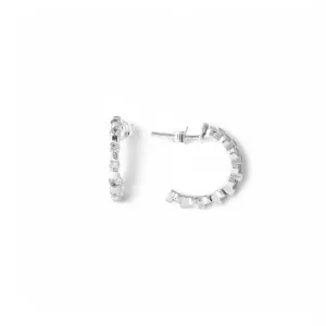 Brinco Argola Aberta Prata 925 com Zircônias - 1,7cm