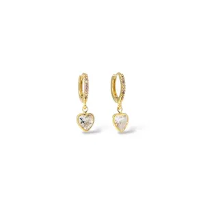 Brinco Argola Coração Banhado a Ouro 18k com Zircônias