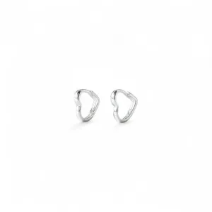 Brinco Argola Coração Prata 925 - 1,0cm