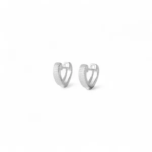 Brinco Argola Coração Prata 925 Pontilhada - 1,2cm