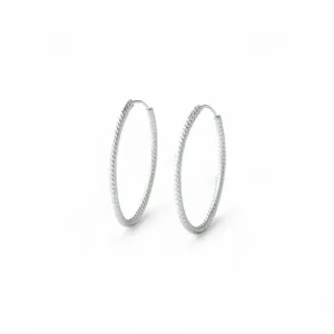 Brinco Argola Oval Prata 925 Trabalhada