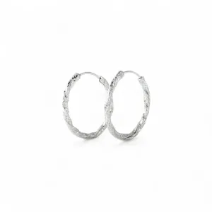 Brinco Argola Prata 925  Trabalhada e Torcida