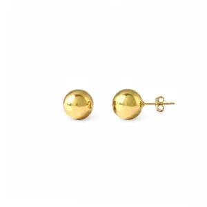 Brinco Bola Lisa Banhado a Ouro 18- 9mm