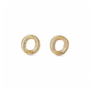 Brinco Círculo Duplo Banhado a Ouro 18k com Zircônias