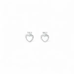 Brinco Coração Prata 925  com Zircônias Inspiração Pandora