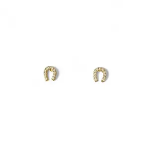 Brinco Ferradura de Cavalo Banhado a Ouro 18k com Zircônias