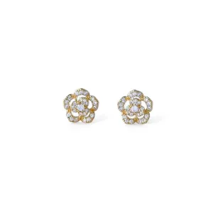 Brinco Flor Banhado a Ouro 18k com Zircônias