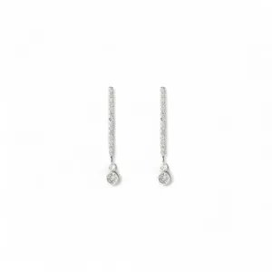 Brinco Geométrico Linha Prata 925 com Zircônia Pendurada