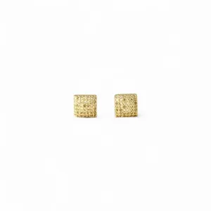 Brinco Geométrico Quadrado Banhado a Ouro 18k com Zircônias