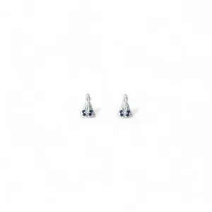 Brinco Nossa Senhora Prata 925 com Zircônias Azul