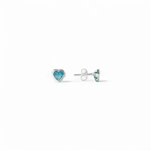 Brinco Ponto de Luz Coração Prata 925 com Zircônia Azul