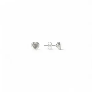 Brinco Ponto de Luz Coração Prata 925 com Zircônia Cristal