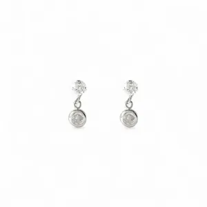 Brinco Ponto de Luz Prata 925 com Zircônia Pendurada