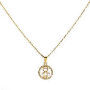 Colar com Medalha de Menino Banhado a Ouro 18k com Zircônias