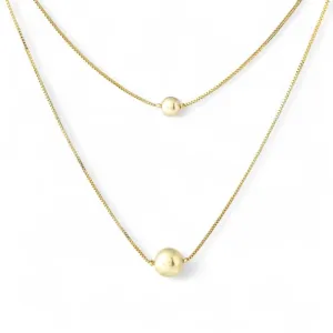 Colar Duplo Pérola Banhado a Ouro 18k