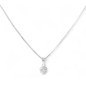 Colar Ponto de Luz Coração Prata 925 com Zircônias