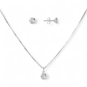 Conjunto Ponto de Luz Prata 925 com Zircônias Cristal