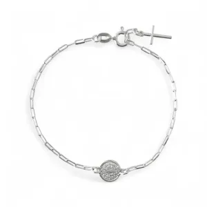 Pulseira Cartier com Medalha de São Bento Prata 925 e Cruz