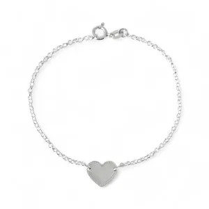 Pulseira Coração Prata 925 Liso Para Gravação