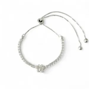 Pulseira Riviera Borboleta Prata 925 com Zircônias