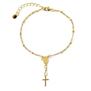 Pulseira Terço Rosário Banhada a Ouro 18k