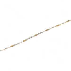 Pulseira Tornozeleira Elos e Tubos Banhada a Ouro 18k