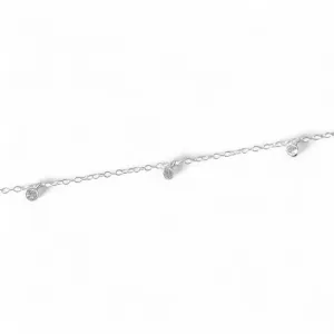 Pulseira Tornozeleira Prata 925 com Zircônias Penduradas