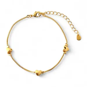 Pulseira Veneziana Corações Banhada a Ouro 18k Lisos