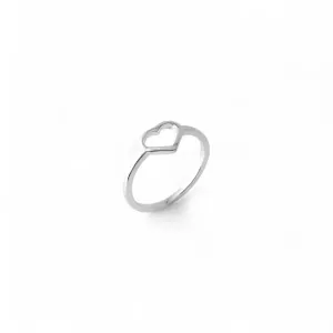 Anel Coração Prata 925 Vazado