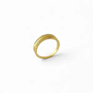 Anel Duplo Meia Aliança Banhado a Ouro 18k com Zircônias