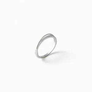 Anel Entrelaçado Prata 925 com 2 Linhas Lisa e com Zircônias