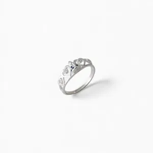 Anel Nossa Senhora com Corações Prata 925 com Zircônias Azul