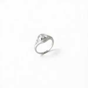 Anel Nossa Senhora Prata 925 com Zircônias Azul