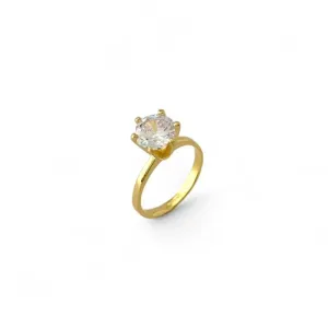 Anel Solitário Banhado a Ouro 18k com Zircônia Grande Tam17