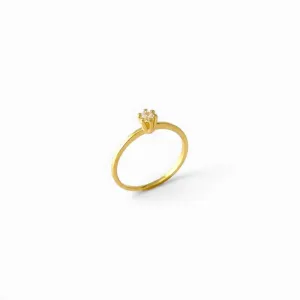 Anel Solitário Banhado a Ouro 18k com Zircônia Tam19