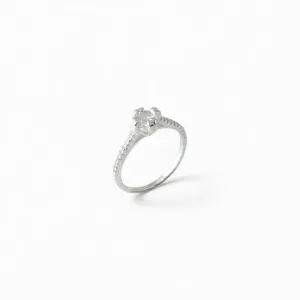 Anel Solitário Prata 925 com Aro Cravejado com Zircônias