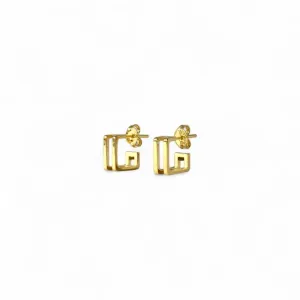 Brinco Argola Aberta Quadrada 2 Linhas Banhado a Ouro 18k