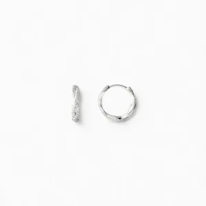 Brinco Argola Entrelaçada Prata 925 com Zircônias - 1,4cm