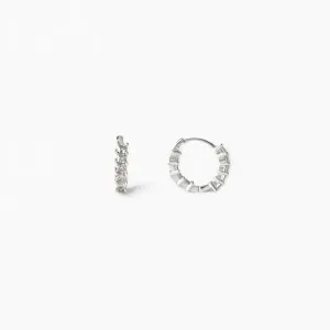 Brinco Argola Prata 925 com Zircônias Frente e Trás - 1,4cm