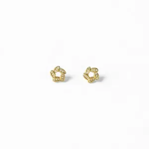 Brinco Círculo Flor Banhado a Ouro 18k com Zircônias