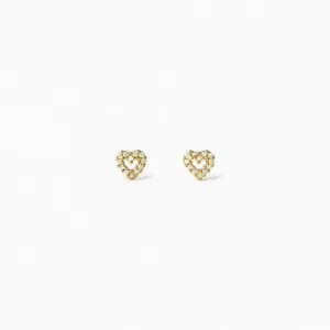 Brinco Coração Banhado a Ouro 18k Vazado com Zircônias - 0,6cm