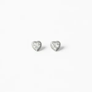 Brinco Coração Prata 925 com Zircônias