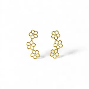 Brinco Earcuff Flores Banhado a Ouro 18k com Zircônias